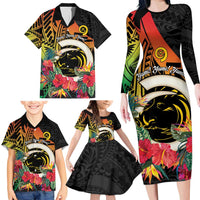 Vanuatu Boar Tusk Yumi Yumi Yumi Family Matching Long Sleeve Bodycon Dress and Hawaiian Shirt Independens Dei Long God Yumi Stanap