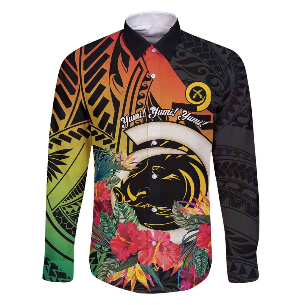Vanuatu Boar Tusk Yumi Yumi Yumi Family Matching Long Sleeve Bodycon Dress and Hawaiian Shirt Independens Dei Long God Yumi Stanap