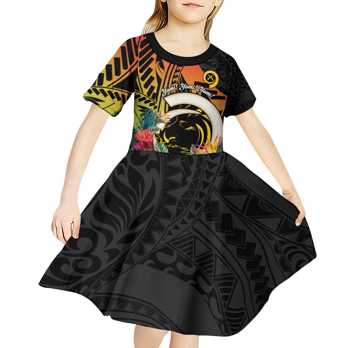 Vanuatu Boar Tusk Yumi Yumi Yumi Kid Short Sleeve Dress Independens Dei Long God Yumi Stanap