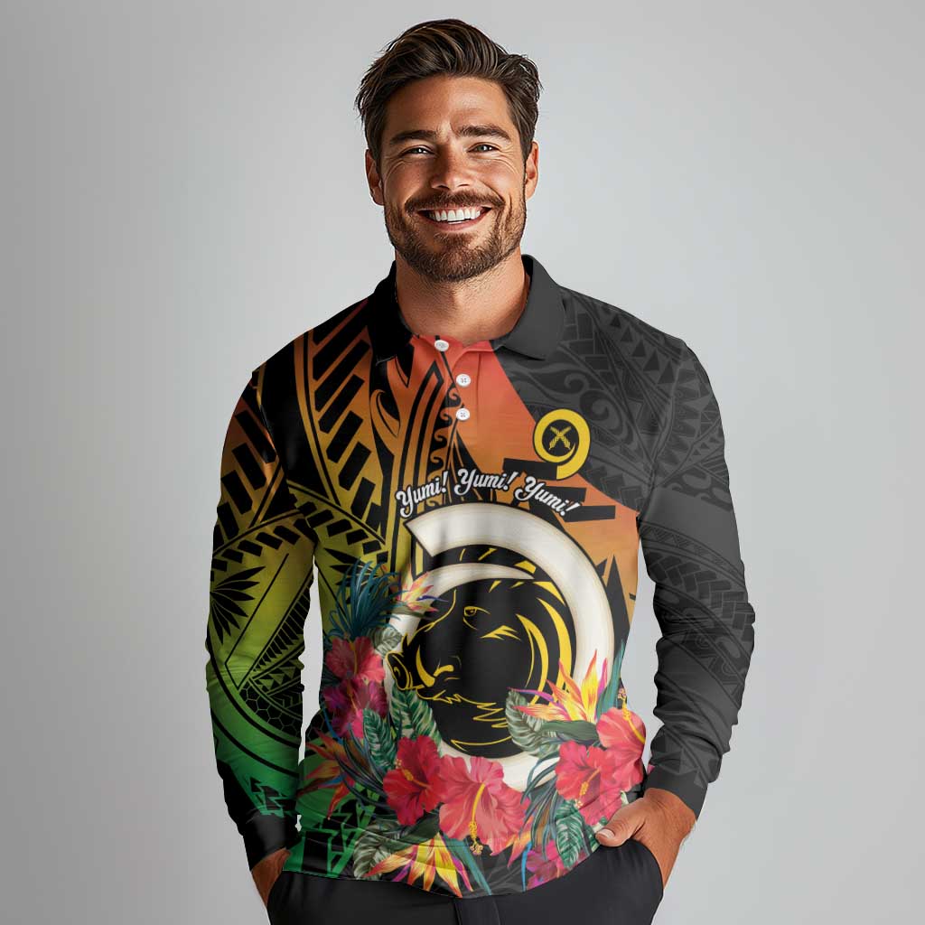 Vanuatu Boar Tusk Yumi Yumi Yumi Long Sleeve Polo Shirt Independens Dei Long God Yumi Stanap