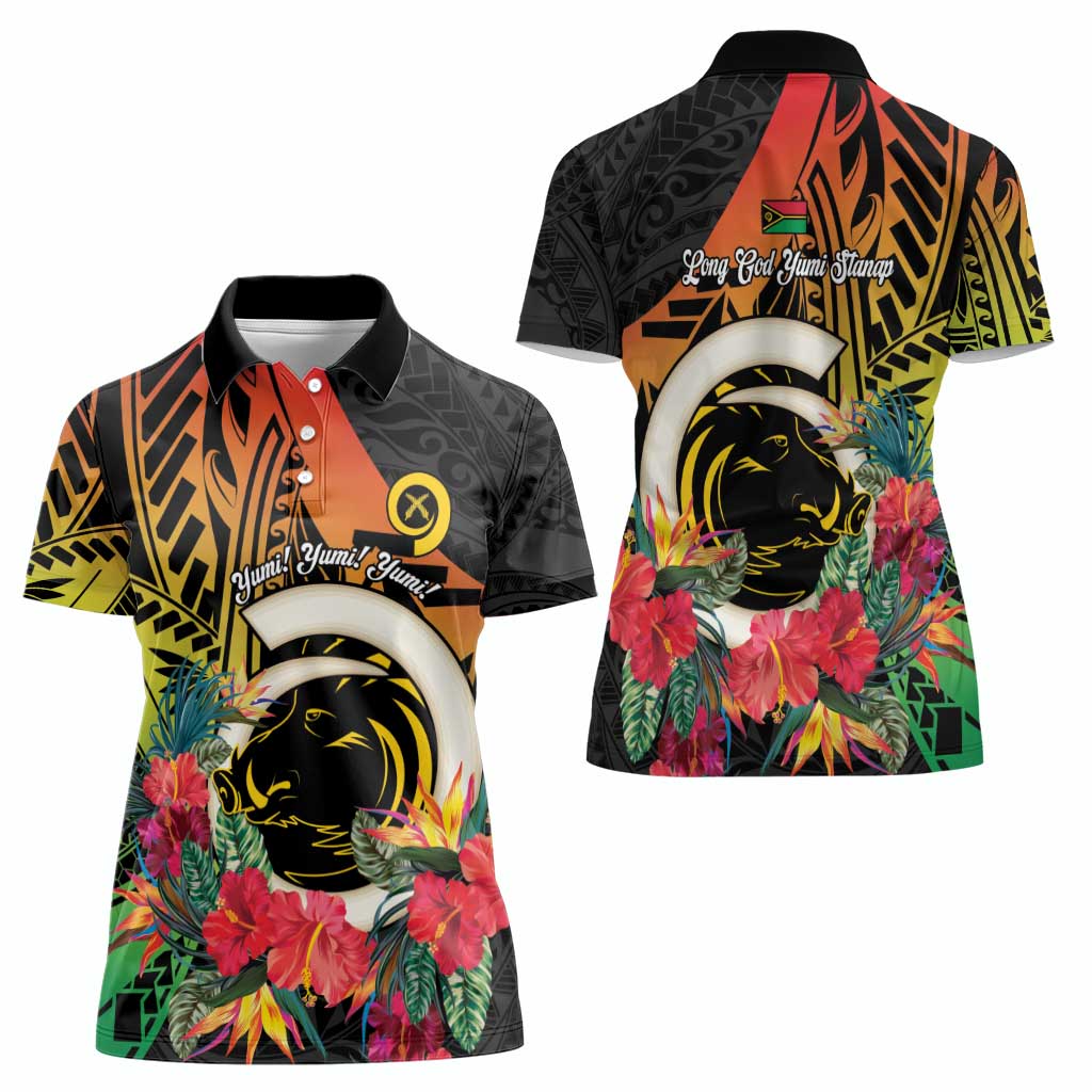 Vanuatu Boar Tusk Yumi Yumi Yumi Women Polo Shirt Independens Dei Long God Yumi Stanap