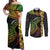 Vanuatu Sand Drawing Turtle Couples Matching Off Shoulder Maxi Dress and Long Sleeve Button Shirt Happy Independence Day