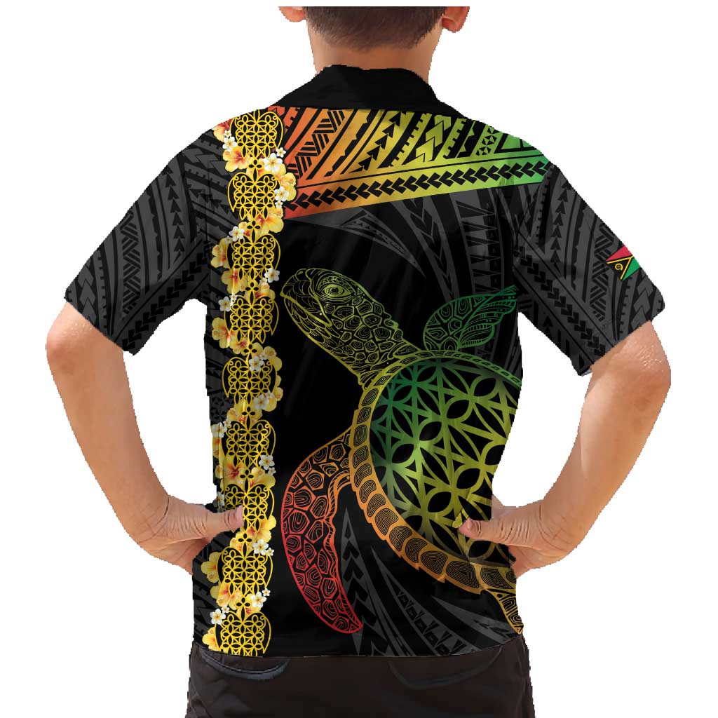 Vanuatu Sand Drawing Turtle Family Matching Mermaid Dress and Hawaiian Shirt Happy Independence Day