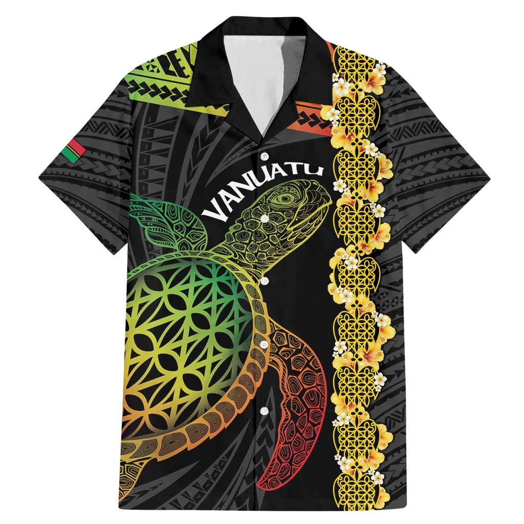 Vanuatu Sand Drawing Turtle Family Matching Mermaid Dress and Hawaiian Shirt Happy Independence Day