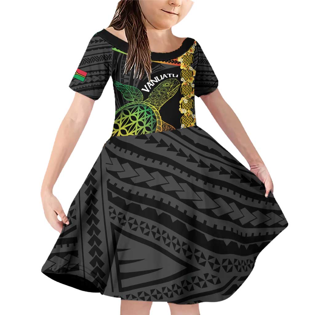 Vanuatu Sand Drawing Turtle Family Matching Off Shoulder Short Dress and Hawaiian Shirt Happy Independence Day