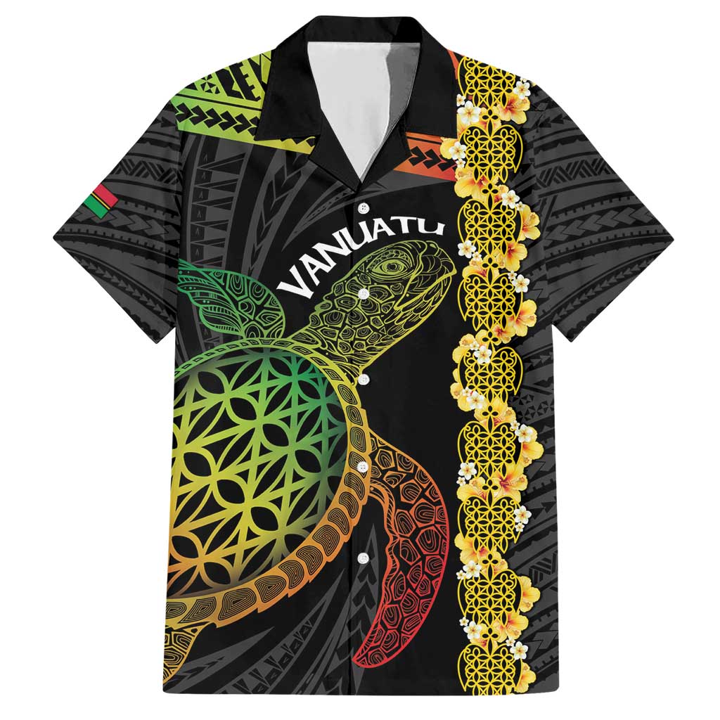 Vanuatu Sand Drawing Turtle Family Matching Short Sleeve Bodycon Dress and Hawaiian Shirt Happy Independence Day