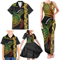 Vanuatu Sand Drawing Turtle Family Matching Tank Maxi Dress and Hawaiian Shirt Happy Independence Day