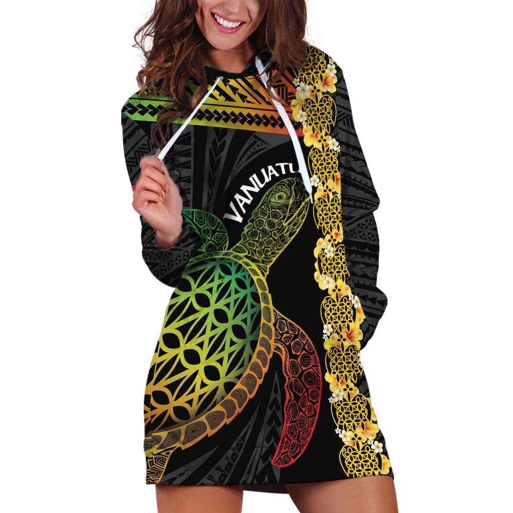 Vanuatu Sand Drawing Turtle Hoodie Dress Happy Independence Day