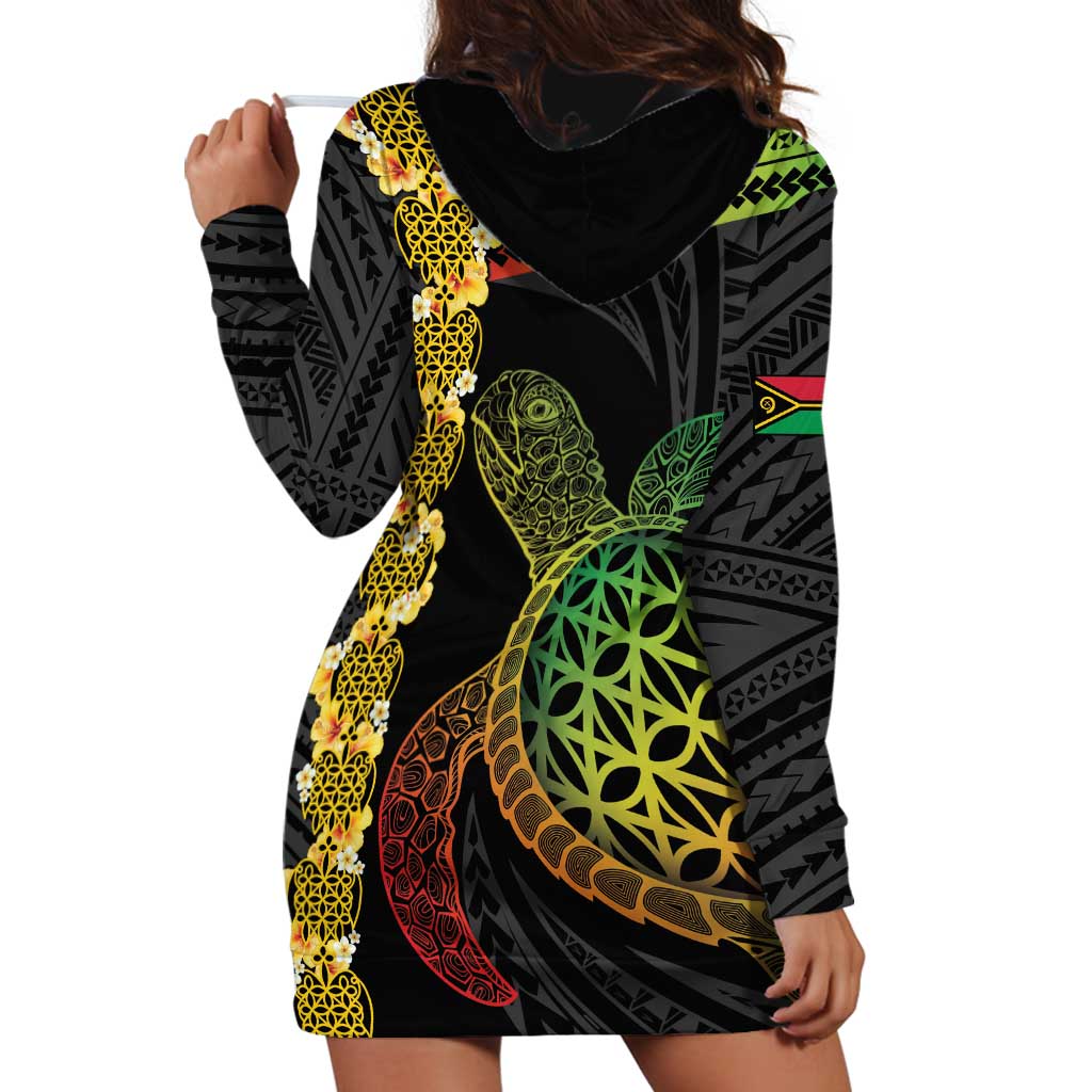 Vanuatu Sand Drawing Turtle Hoodie Dress Happy Independence Day