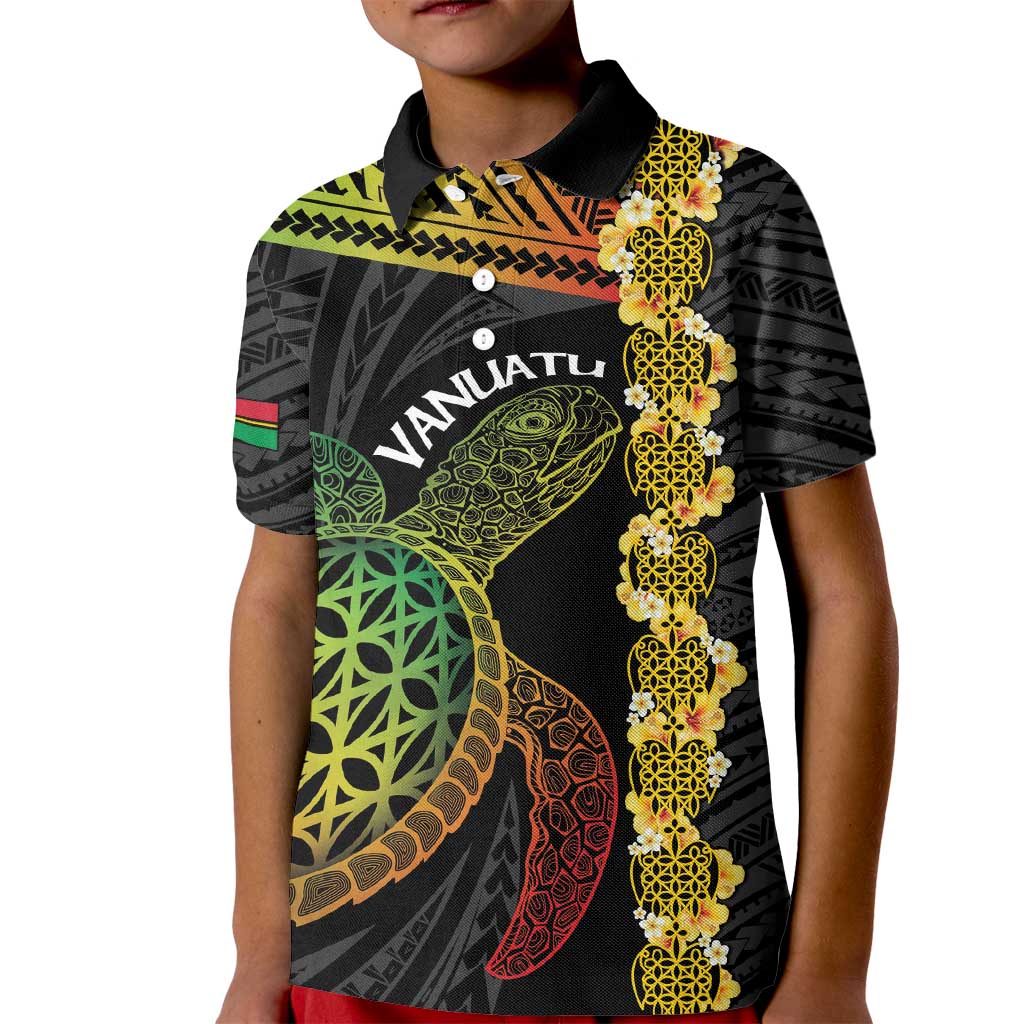 Vanuatu Sand Drawing Turtle Kid Polo Shirt Happy Independence Day