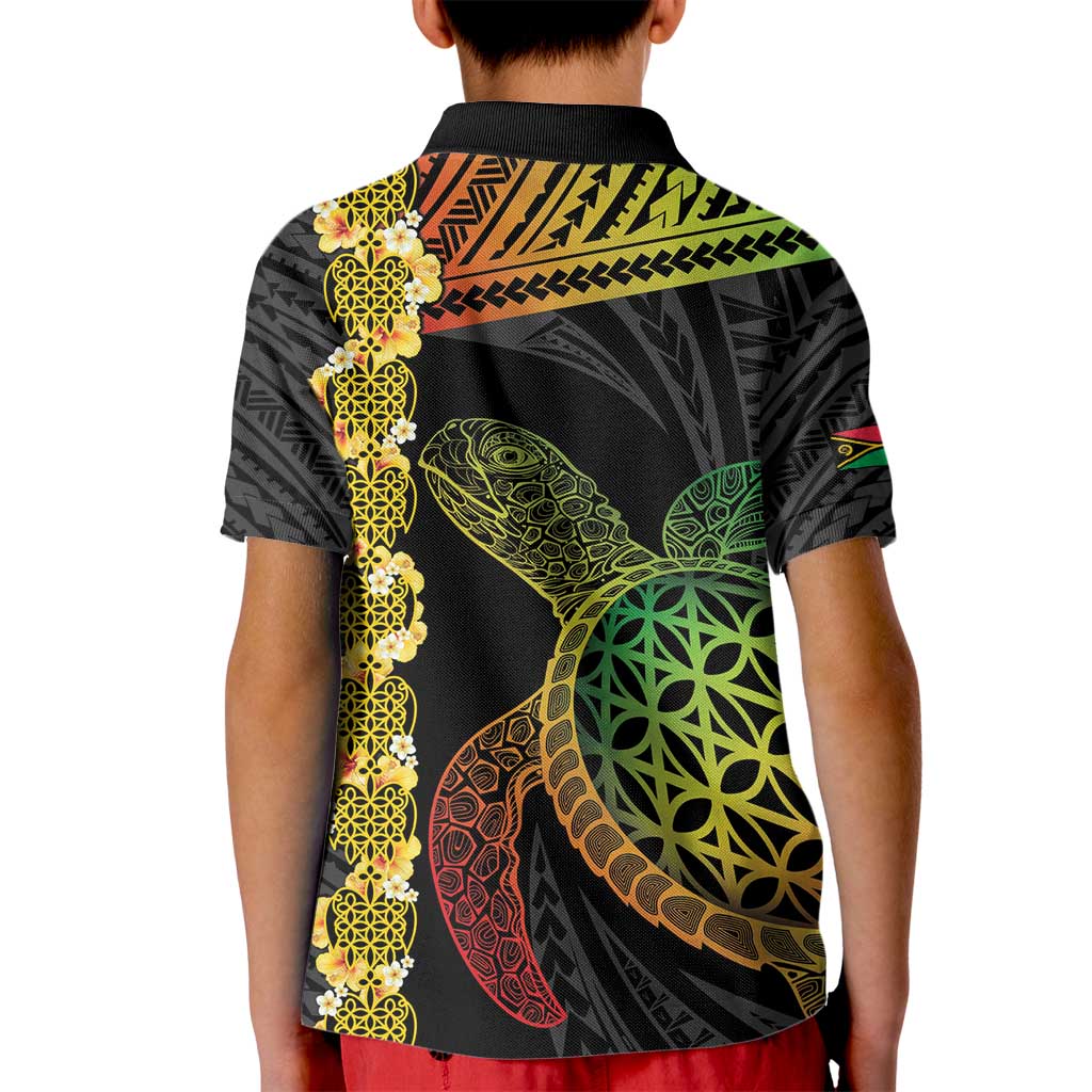 Vanuatu Sand Drawing Turtle Kid Polo Shirt Happy Independence Day