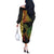 Vanuatu Sand Drawing Turtle Off The Shoulder Long Sleeve Dress Happy Independence Day