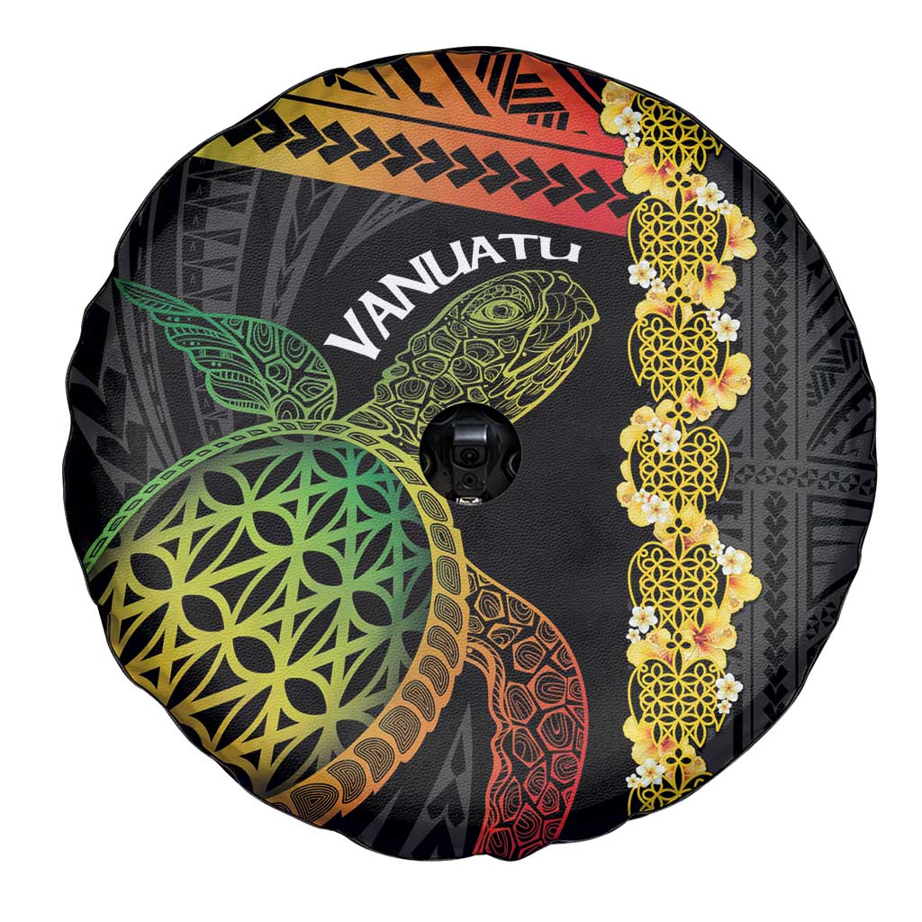 Vanuatu Sand Drawing Turtle Spare Tire Cover Happy Independence Day