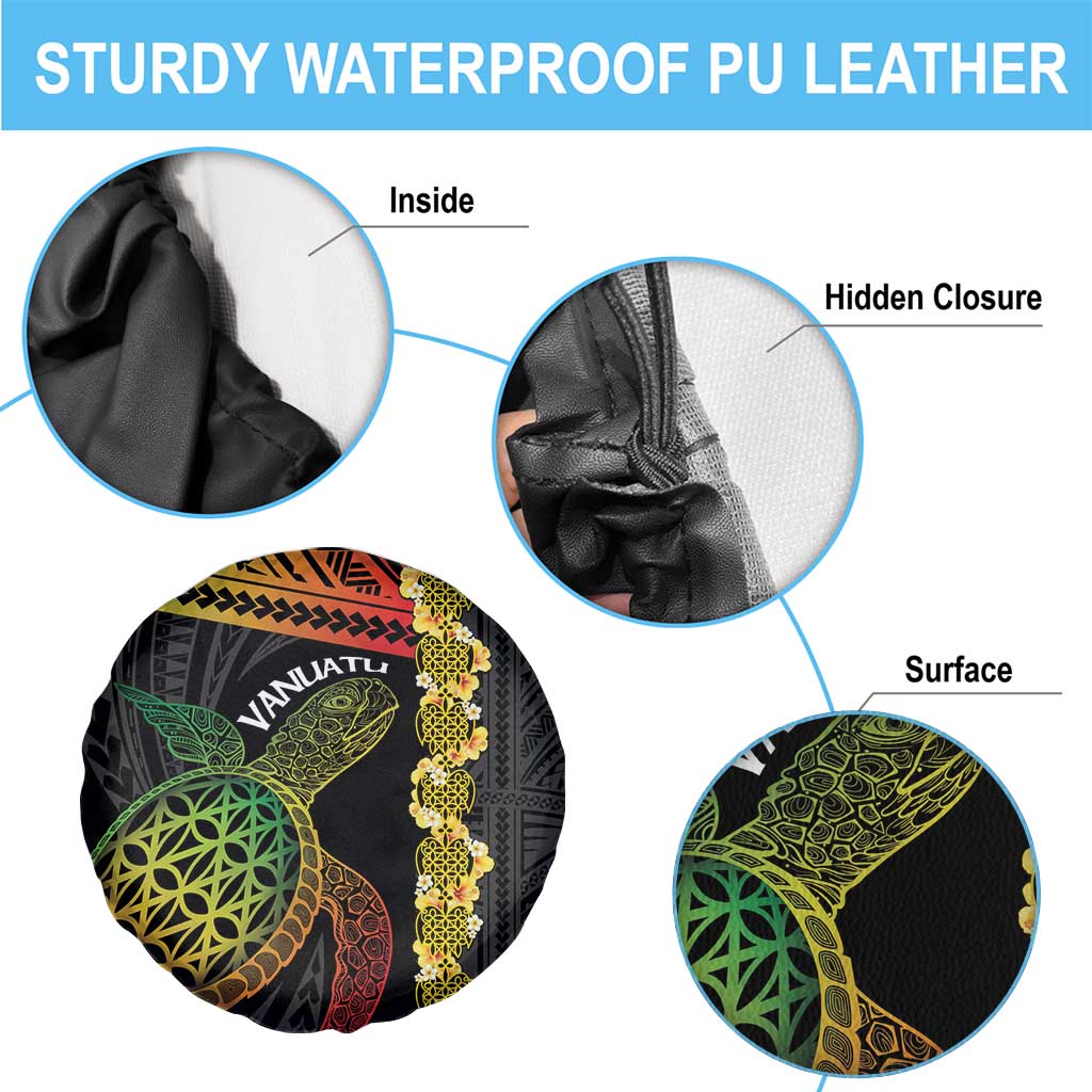 Vanuatu Sand Drawing Turtle Spare Tire Cover Happy Independence Day