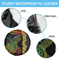 Vanuatu Sand Drawing Turtle Spare Tire Cover Happy Independence Day