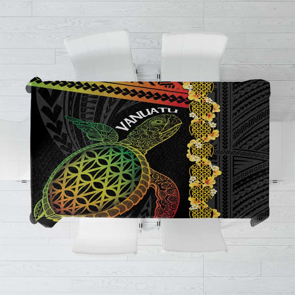 Vanuatu Sand Drawing Turtle Tablecloth Happy Independence Day