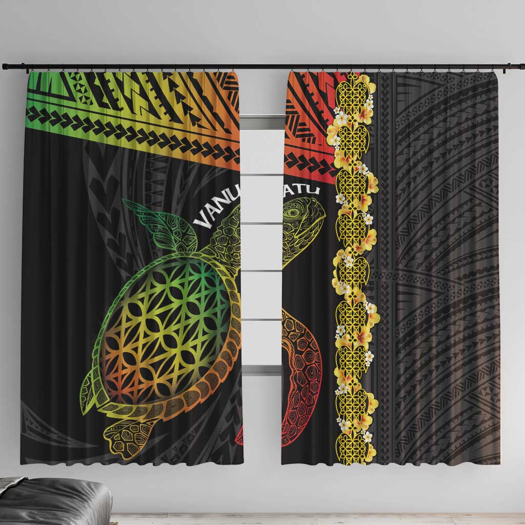 Vanuatu Sand Drawing Turtle Window Curtain Happy Independence Day