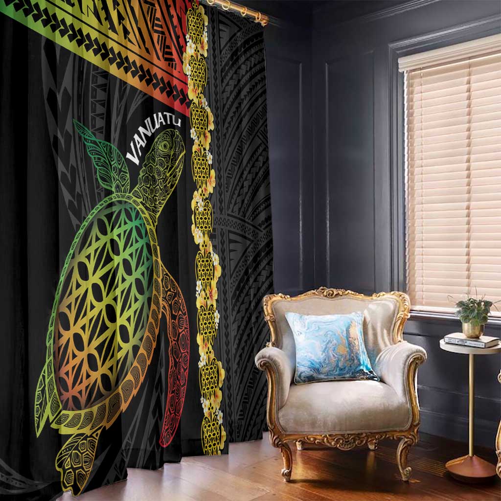 Vanuatu Sand Drawing Turtle Window Curtain Happy Independence Day