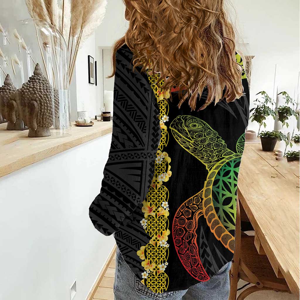 Vanuatu Sand Drawing Turtle Women Casual Shirt Happy Independence Day