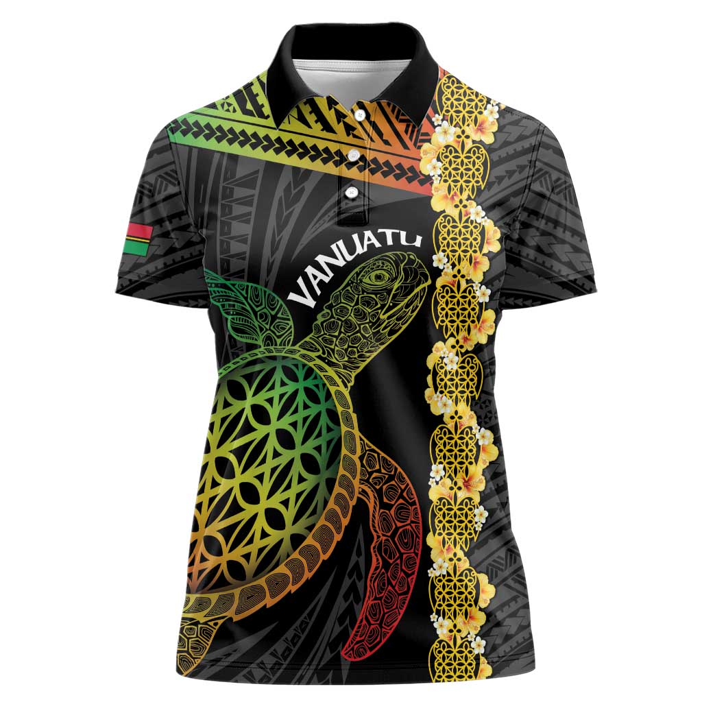 Vanuatu Sand Drawing Turtle Women Polo Shirt Happy Independence Day