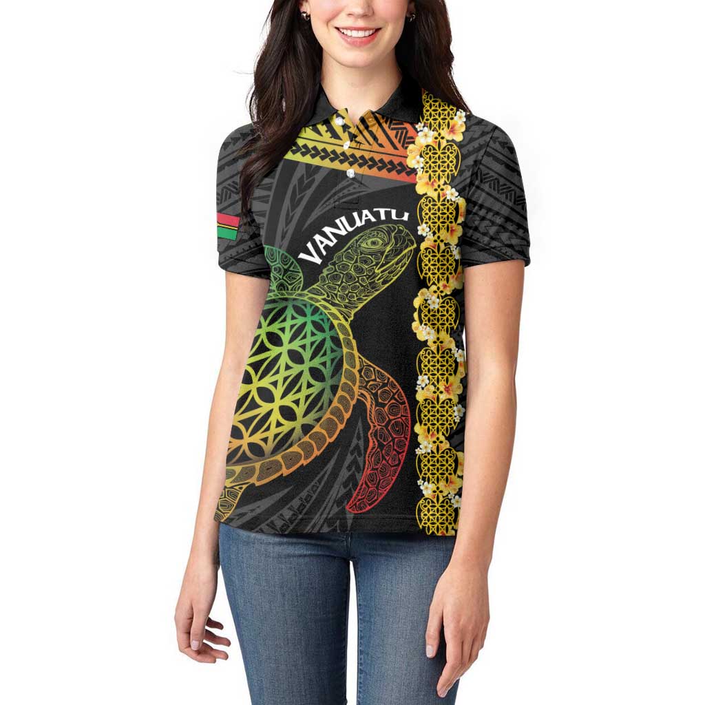 Vanuatu Sand Drawing Turtle Women Polo Shirt Happy Independence Day