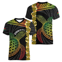 Vanuatu Sand Drawing Turtle Women V-Neck T-Shirt Happy Independence Day