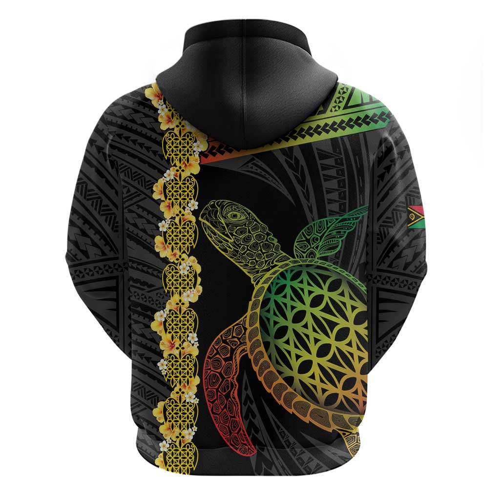 Vanuatu Sand Drawing Turtle Zip Hoodie Happy Independence Day