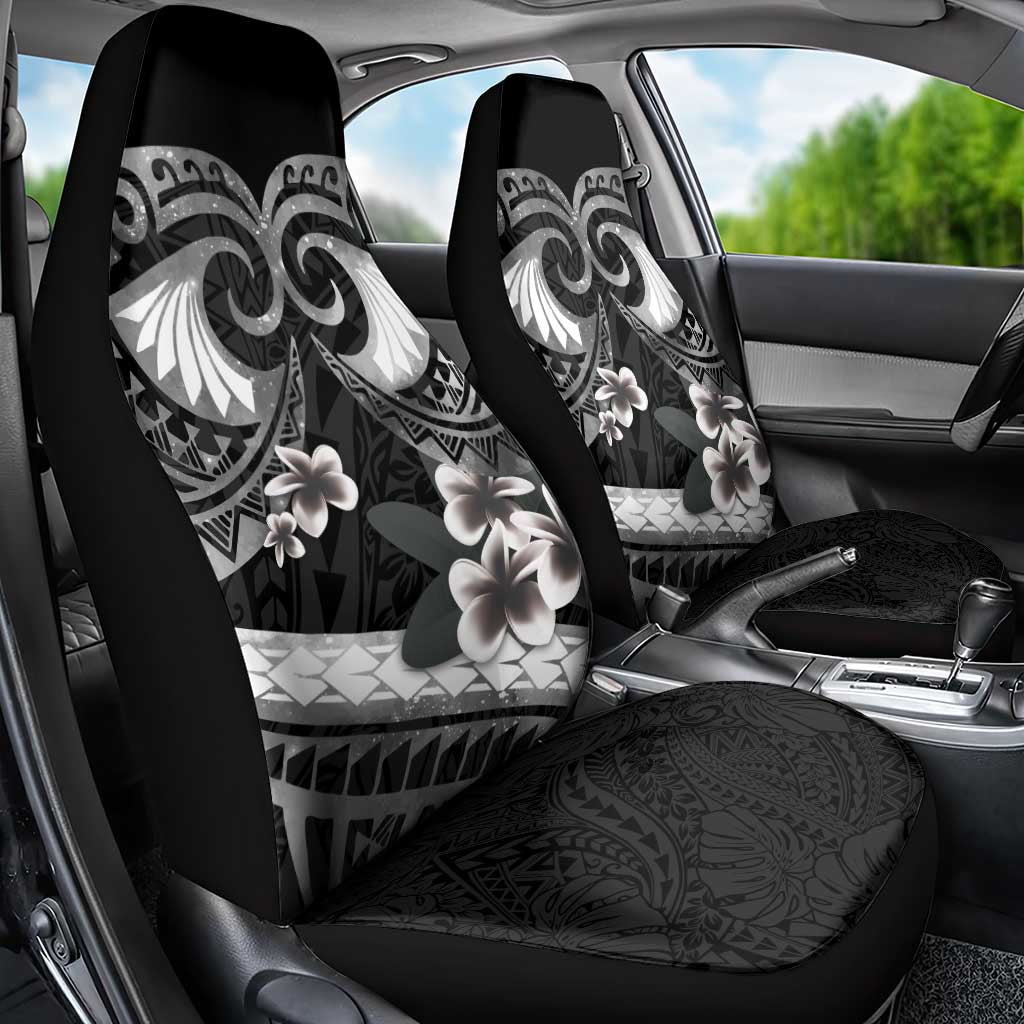 Black Polynesia Car Seat Cover Tribal Pattern Tropical Frangipani