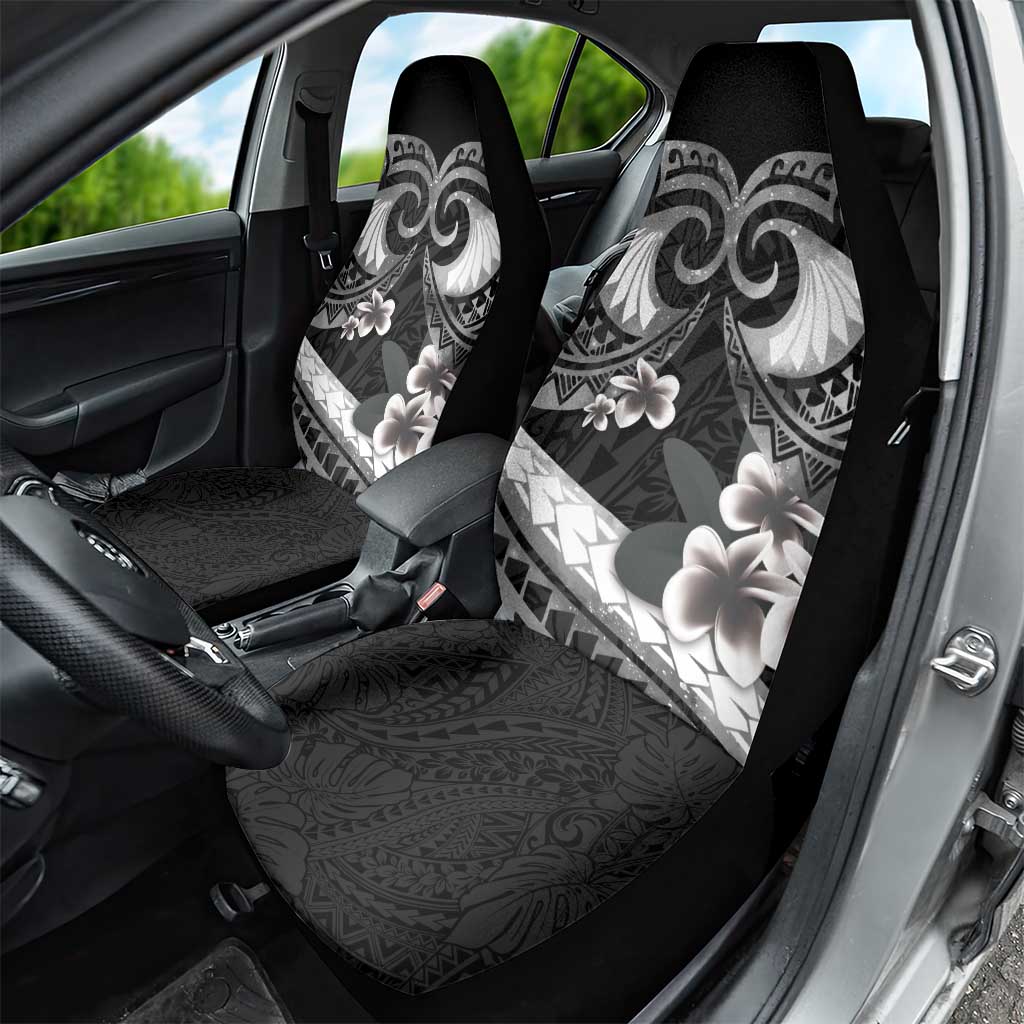 Black Polynesia Car Seat Cover Tribal Pattern Tropical Frangipani