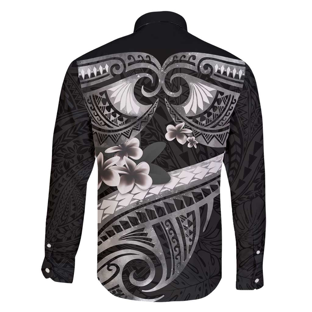 Black Polynesia Family Matching Short Sleeve Bodycon Dress and Hawaiian Shirt Tribal Pattern Tropical Frangipani