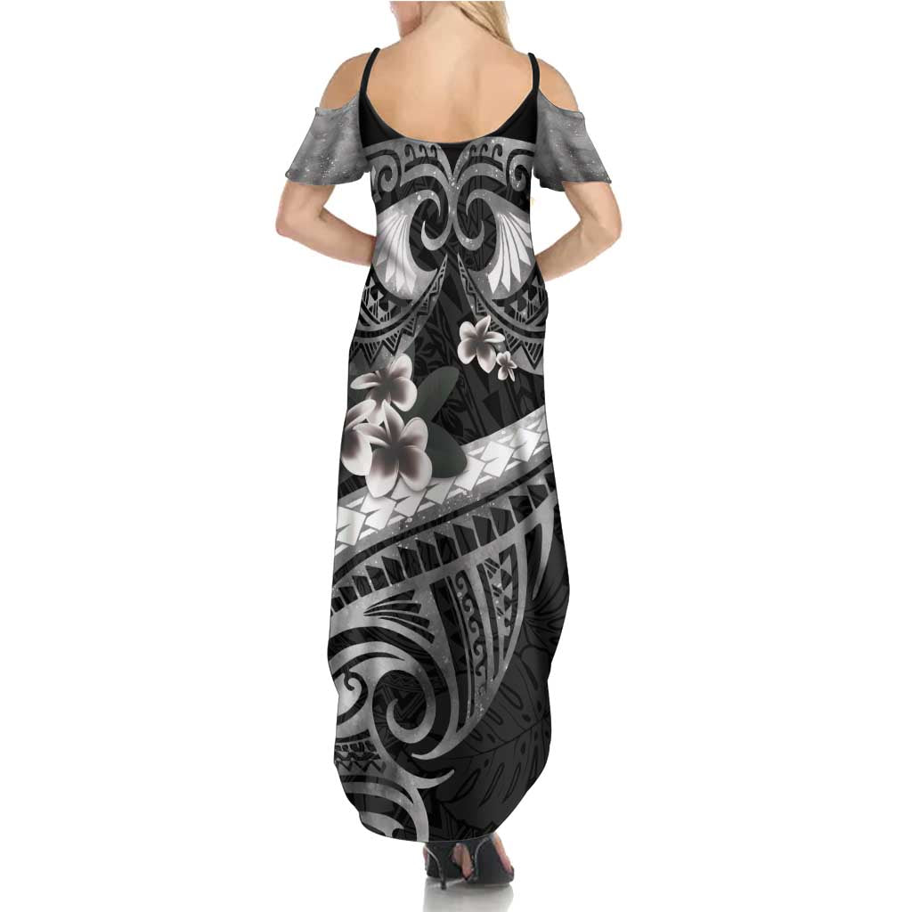Black Polynesia Family Matching Summer Maxi Dress and Hawaiian Shirt Tribal Pattern Tropical Frangipani LT14 - Polynesian Pride
