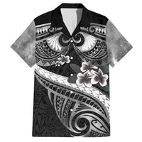 Black Polynesia Family Matching Tank Maxi Dress and Hawaiian Shirt Tribal Pattern Tropical Frangipani