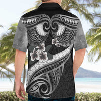 Black Polynesia Hawaiian Shirt Tribal Pattern Tropical Frangipani