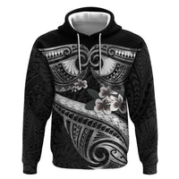 Black Polynesia Hoodie Tribal Pattern Tropical Frangipani LT14 Pullover Hoodie Black - Polynesian Pride