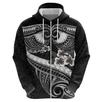 Black Polynesia Hoodie Tribal Pattern Tropical Frangipani LT14 - Polynesian Pride