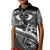 Black Polynesia Kid Polo Shirt Tribal Pattern Tropical Frangipani