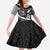 Black Polynesia Kid Short Sleeve Dress Tribal Pattern Tropical Frangipani