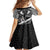Black Polynesia Kid Short Sleeve Dress Tribal Pattern Tropical Frangipani