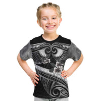Black Polynesia Kid T Shirt Tribal Pattern Tropical Frangipani