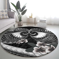Black Polynesia Round Carpet Tribal Pattern Tropical Frangipani LT14 - Polynesian Pride