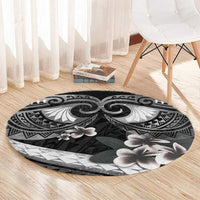 Black Polynesia Round Carpet Tribal Pattern Tropical Frangipani LT14 - Polynesian Pride