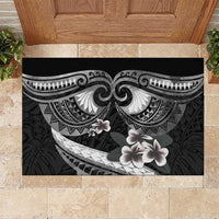Black Polynesia Rubber Doormat Tribal Pattern Tropical Frangipani LT14 Black - Polynesian Pride