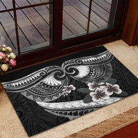 Black Polynesia Rubber Doormat Tribal Pattern Tropical Frangipani LT14 - Polynesian Pride