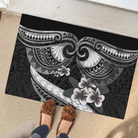 Black Polynesia Rubber Doormat Tribal Pattern Tropical Frangipani LT14 - Polynesian Pride