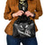 Black Polynesia Shoulder Handbag Tribal Pattern Tropical Frangipani