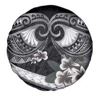Black Polynesia Spare Tire Cover Tribal Pattern Tropical Frangipani