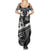 Black Polynesia Summer Maxi Dress Tribal Pattern Tropical Frangipani