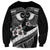 Black Polynesia Sweatshirt Tribal Pattern Tropical Frangipani
