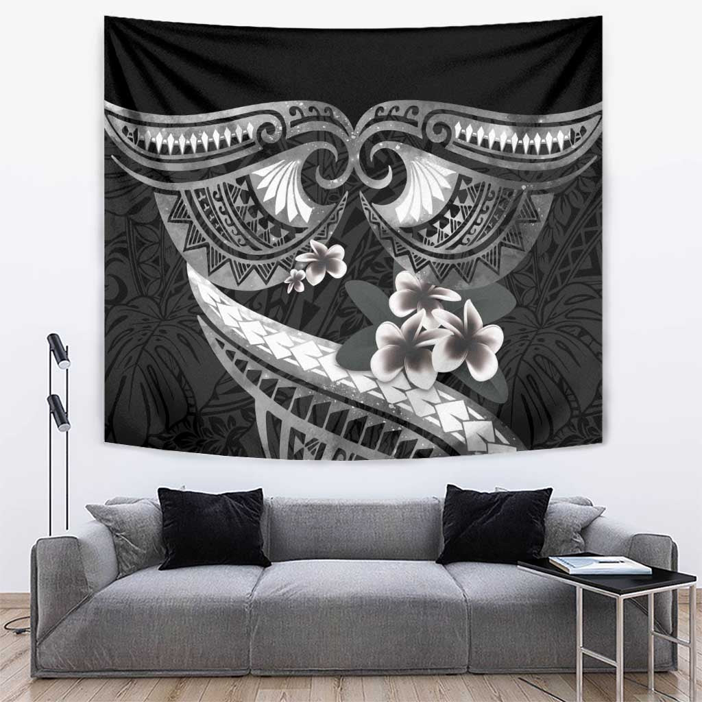 Black Polynesia Tapestry Tribal Pattern Tropical Frangipani LT14 Black - Polynesian Pride