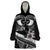 Black Polynesia Wearable Blanket Hoodie Tribal Pattern Tropical Frangipani